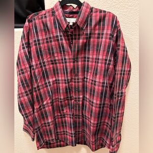 CUTTER & BUCK | Red Black Plaid Button Down Shirt Size L